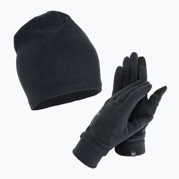 Set căciulă + mănuși pentru bărbați Nike Fleece black/black/silver