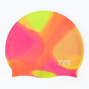 Cască de înot pentru copii TYR Tiedye Silicone Multicolor Jr yellow/pink/orange