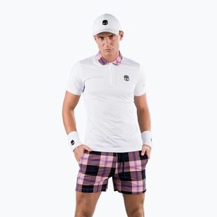 Tricou polo de tenis alb și roz HYDROGEN Tartan T00518E83 pentru bărbați T00518E83