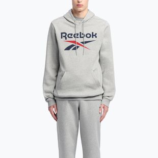 Hanorac pentru bărbați Reebok Identity Big Logo Fleece Hoodie medium grey heater/vector navy/vector red