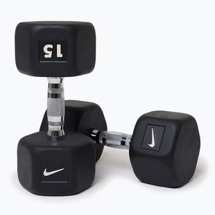 Gantera cauciucată Nike Strength Hex Dumbbell 15 kg black/white