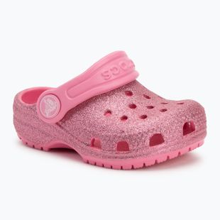 Papuci pentru copii Crocs Classic Glitter Clog Toddler pink lrmonade