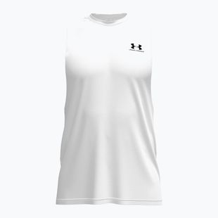 Tricou de antrenament bărbați Under Armour Left Chest Cut Off Tank white/black