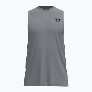Tricou de antrenament bărbați Under Armour Left Chest Cut Off Tank steel light heather/black