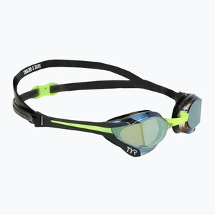 Ochelari de înot TYR Tracer-X Elite Racing Mirrored black/lime