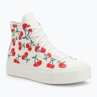 Teniși pentru femei Converse Chuck Taylor All Star Lift Platform Cherries Hi egret/red/green