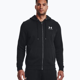 Under Armour Essential Fleece cu glugă cu fermoar complet pentru bărbați, trening negru 1373881
