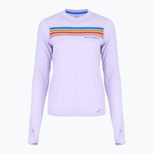Tricou de alergare pentru femei Brooks Distance Graphic LS heather violet dash/stripe