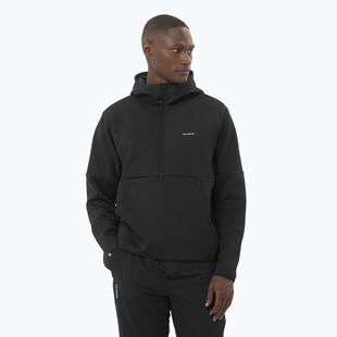 Hanorac pentru bărbați Salomon SHAKEout Half Zip Hooded deep black