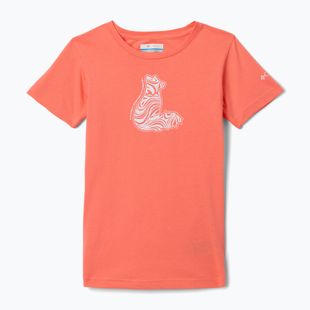 Tricou de trekking pentru copii Columbia Mission Lake Graphic hot coral/foxy swirl