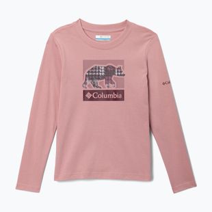 Longsleeve de trekking pentru copii Columbia Hazeldel Hill Graphic Tee eraser pink/barely printed