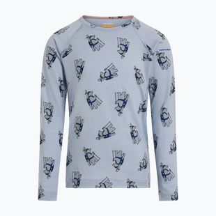 Bluză termoactivă pentru copii Icebreaker Merino 200 Oasis Crewe Bear Tour Zinc Blue/Aop