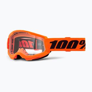 Ochelari de ciclism pentru copii 100% Strata 2 Junior neon orange/clear