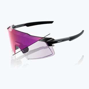 Ochelari de soare 100% Aerocraft gloss black/purple mirror photochromic