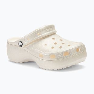 Papuci pentru femei Crocs Classic Platform Glitter chalk