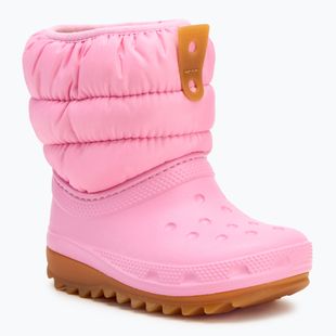 Cizme de zăpadă pentru copii Crocs Classic Neo Puff Boot Toddler pink tweed/gum