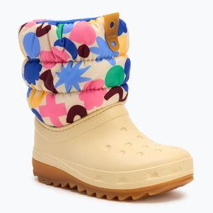 Cizme de zăpadă Crocs Classic Neo Puff Geo Shapes Boot Kids shitake/multi