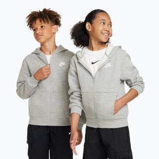 Bluză pentru copii Nike Sportswear Club Fleece dark grey heather/base grey/white