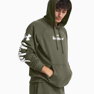 Hanorac cu glugă pentru bărbați Under Armour Rival Fleece Graphic HD marine din verde/alb