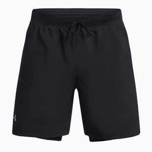 Pantaloni scurți de alergare pentru bărbați Under Armour Launch 7" 2IN1 black / black / reflective