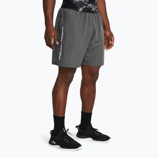 Pantaloni scurți de antrenament pentru bărbați Under Armour Woven Wordmark castlerock/white