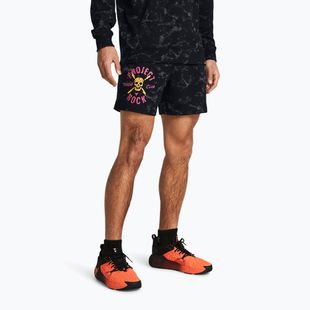 Pantaloni scurți de antrenament pentru bărbați Under Armour Project Rock AOP Rvl Terry Sts black