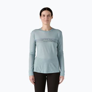 Longsleeve pentru femei Patagonia Cap Cool Merino Blend Graphic strata stripe: thermal blue