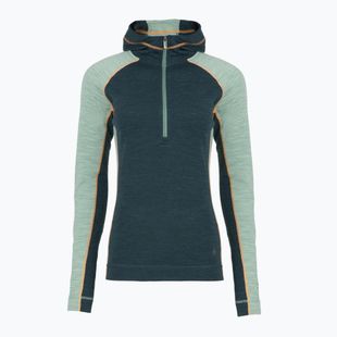 Bluză termoactivă pentru femei Smartwool Classic Thermal Merino Base Layer 1/2 Zip Hoodie Boxed twilight/arctic green