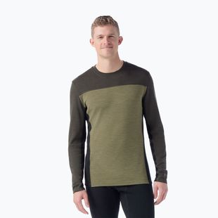 Longsleeve termoactiv pentru bărbați  Smartwool Classic Thermal Merino Base Layer Colorblock winter moss