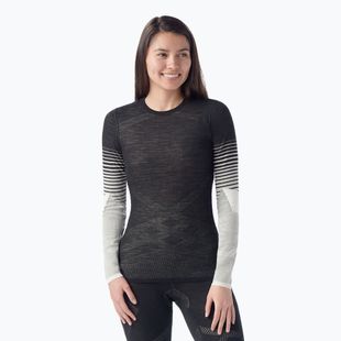 Bluză termică damă Smartwool Intraknit Thermal Merino Base Layer Pattern Crew black