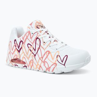 Încălțăminte pentru femei SKECHERS JGoldcrown Uno Spread The Love white/coral