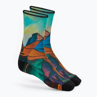 Șosete pentru femei Smartwool Hike Targeted Cushion Mountain Prism Print Crew orange rust