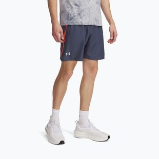 Pantaloni scurți de alergare pentru bărbați Under Armour Launch 7" downpour gray / fire / reflective