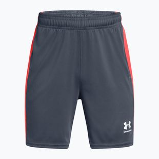 Pantaloni scurți de fotbal pentru copii Under Armour Challenger Knit downpour gray / fire / white