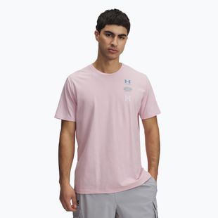 Tricou pentru bărbați Under Armour 60/40S Evol Logo prime pink/ether blue/white