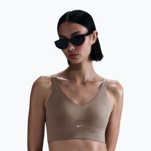 Sutien de antrenament Nike Alate Medium Support Longline mink brown/white