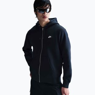 Hanorac pentru bărbați Nike Club Full Zip Hoodie obsidian/obsidian/white