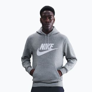 Bluză pentru bărbați Nike Club Pullover Hoodie dark grey heather/light smoke grey/white