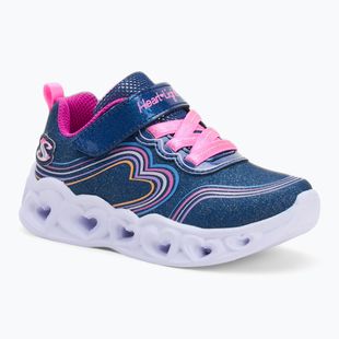 Încălțăminte pentru copii SKECHERS Heart Lights Retro Hearts navy leather/multi trim