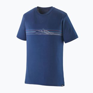 Tricou pentru bărbați Patagonia Cap Cool Merino Blend Graphic Shirt strata stripe / clement blue