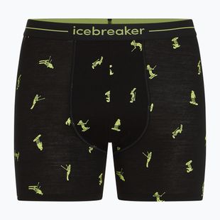 Boxeri termoactivi pentru bărbați icebreaker Anatomica Snow Day black/peridot/aop