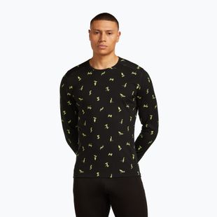 Bluză termică pentru bărbați icebreaker Merino 200 Oasis Crewe Snow Day black/peridot/aop