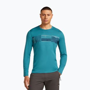 Longsleeve termoactiv pentru bărbați icebreaker Merino 200 Oasis Crewe Elevation Line topaz