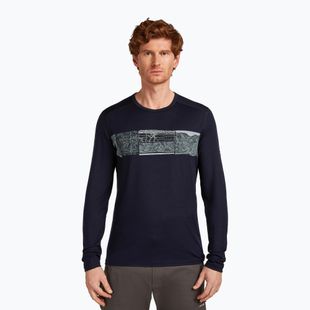 Longsleeve termoactiv pentru bărbați icebreaker Merino 200 Oasis Crewe Elevation Line midnight navy