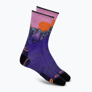 Șosete pentru femei Smartwool Hike Mountain Sunrise Print Crew deep navy