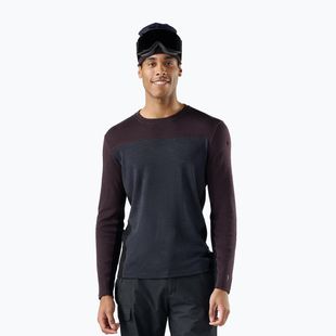 Bluză termoactivă pentru bărbați Smartwool Classic Thermal Merino Base Layer Colorblock Crew Boxed mink/charcoal