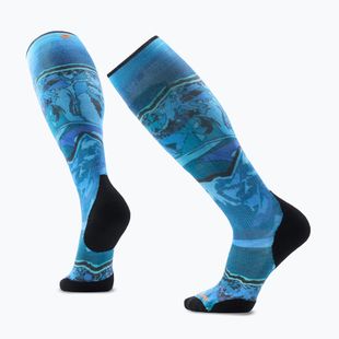 Șosete de schi Smartwool Ski Targeted Cushion Storm Peak Print OTC nightfall blue