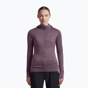 Bluză de trekking pentru femei Icebreaker Merino 200 Realfleece Descender Half Zip Hoodie grey plum
