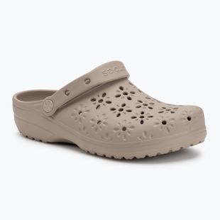 Papuci Crocs Classic Floral Cutout Clog taupe