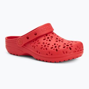 Papuci pentru copii  Crocs Classic Floral Cutout Clog Kids cherry red